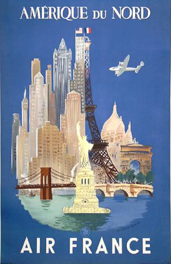 Air France New Yok Paris Vintage Travel Poster Advertisement Air France New Yok Paris Vintage Travel Poster Advertisement