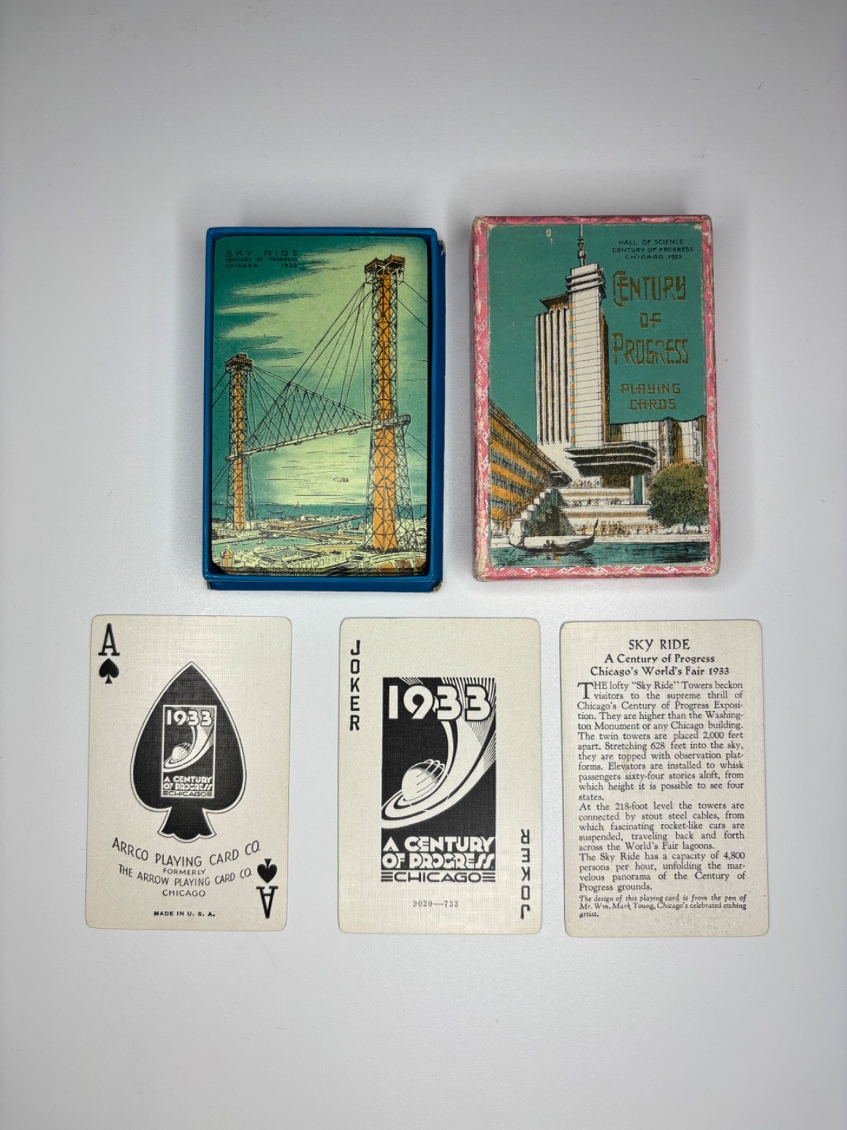 Vintage Playing Cards SKY RIDE Chicago 1933 Century Of Progress - As Is
