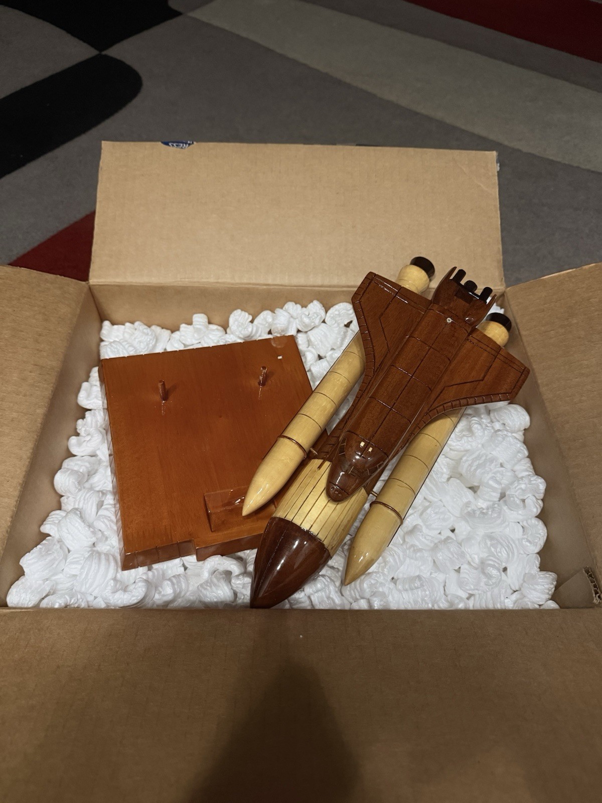 Vintage Wooden NASA Space Shuttle Full Stack Model (with Stand) Vintage Wooden NASA Space Shuttle Full Stack Model (with Stand)