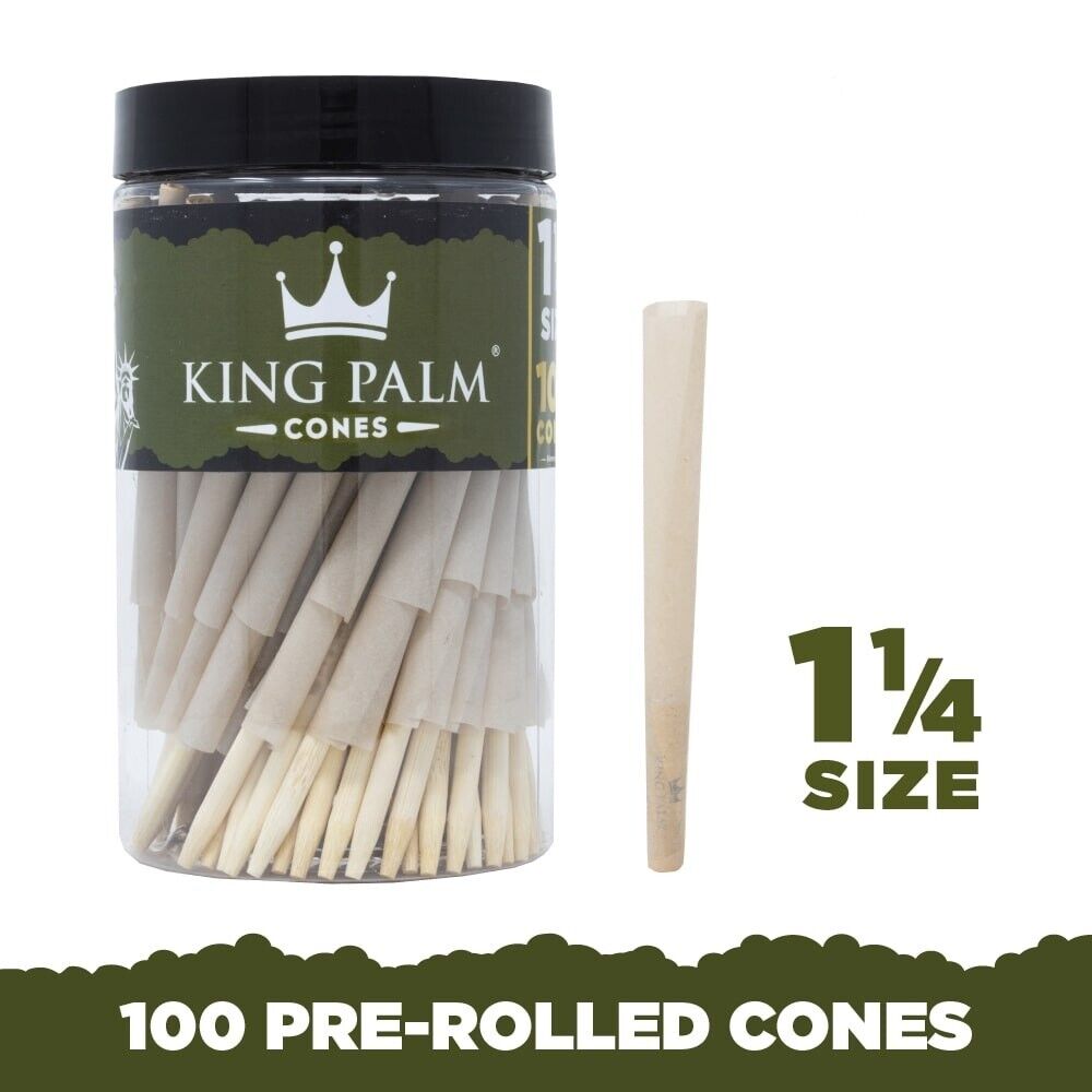 King Palm 1 1/4 Cones Holds 0.75 Gram 100 Pack Pre Rolled Cones