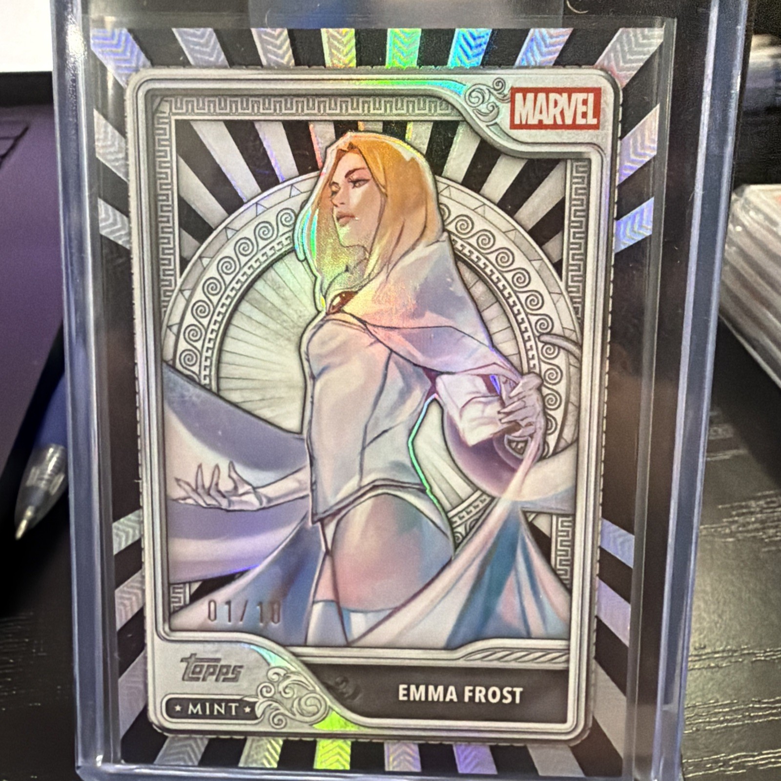 2026 Topps Chrome Marvel Mint Emma Frost Black Refractor 1/10 First Off Print 2026 Topps Chrome Marvel Mint Emma Frost Black Refractor 1/10 First Off Print