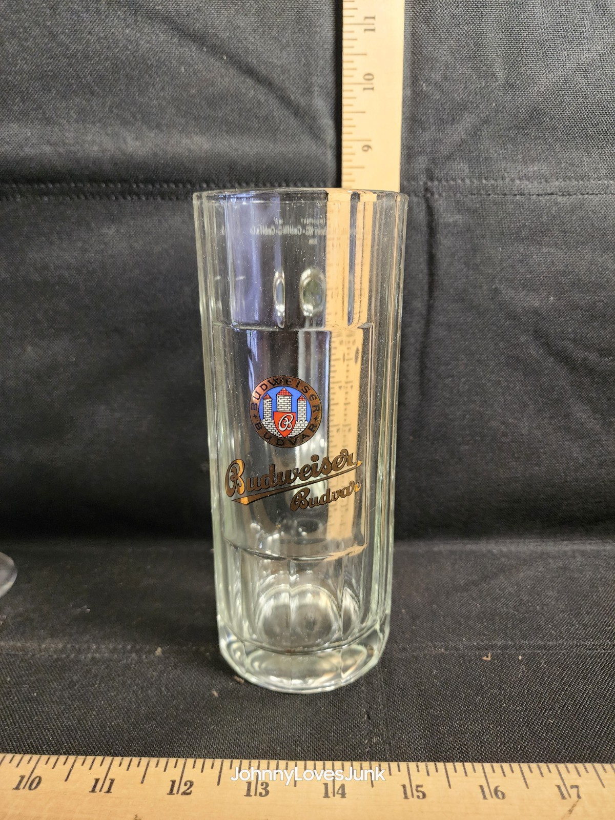Vintage Budweiser Budvar German Import Beer Mug Clear Glass Vintage Budweiser Budvar German Import Beer Mug Clear Glass