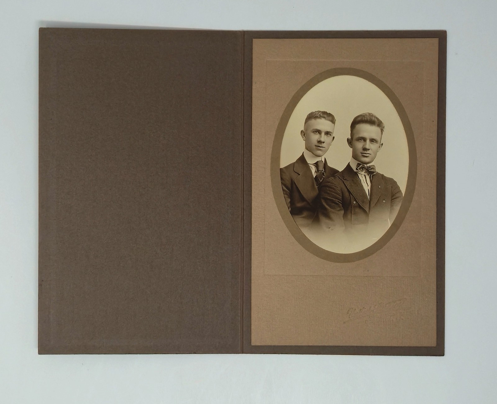 c1920s United Studios Scranton PA Double Portrait Photo Young Men c1920s United Studios Scranton PA Double Portrait Photo Young Men