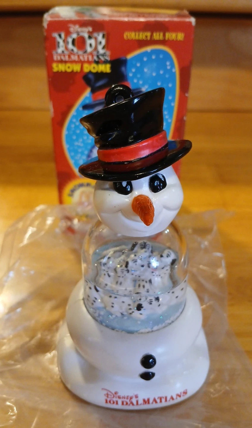 Vtg 1996 McDonalds Disney 101 Dalmatians Snowman Snow Globe Dome Ornament w Box Vtg 1996 McDonalds Disney 101 Dalmatians Snowman Snow Globe Dome Ornament w Box