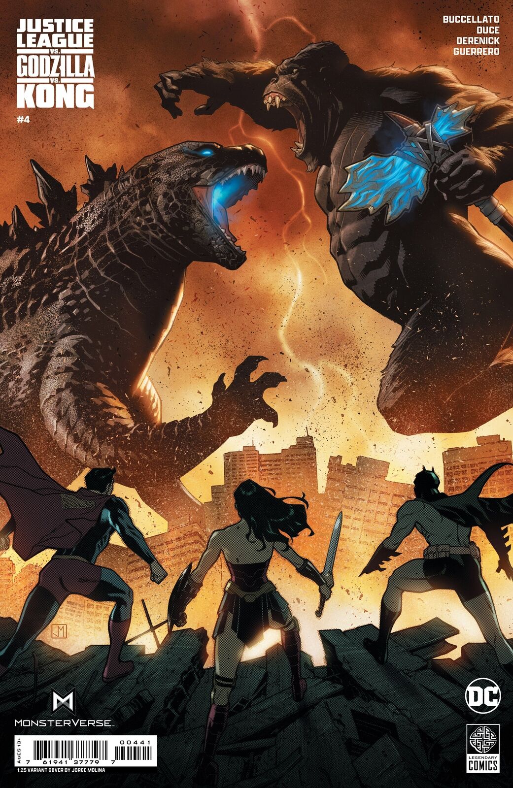 Justice League Vs Godzilla Vs Kong #4 (Of 7) D 1:25 Jorge Molina Card Stock Vari