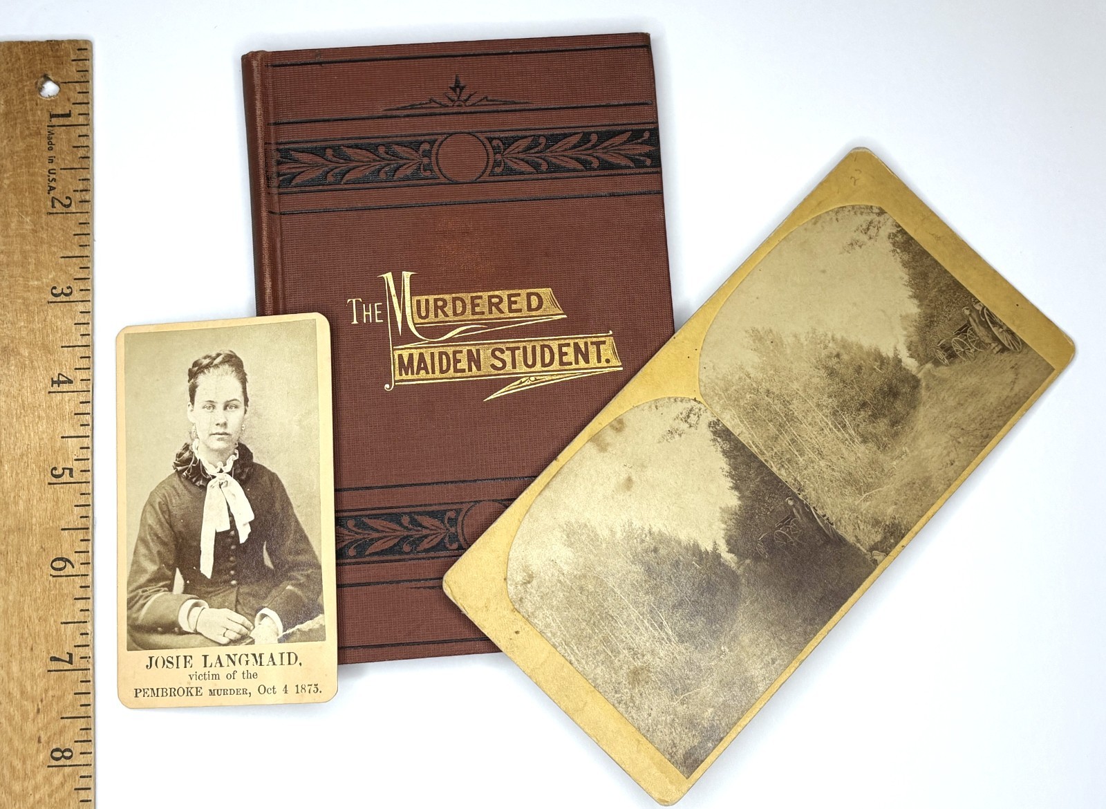 RARE - 3 pcs - Book, CDV & Stereoview - Josie Langmaid MURDER Pembroke NH 1875 RARE - 3 pcs - Book, CDV & Stereoview - Josie Langmaid MURDER Pembroke NH 1875