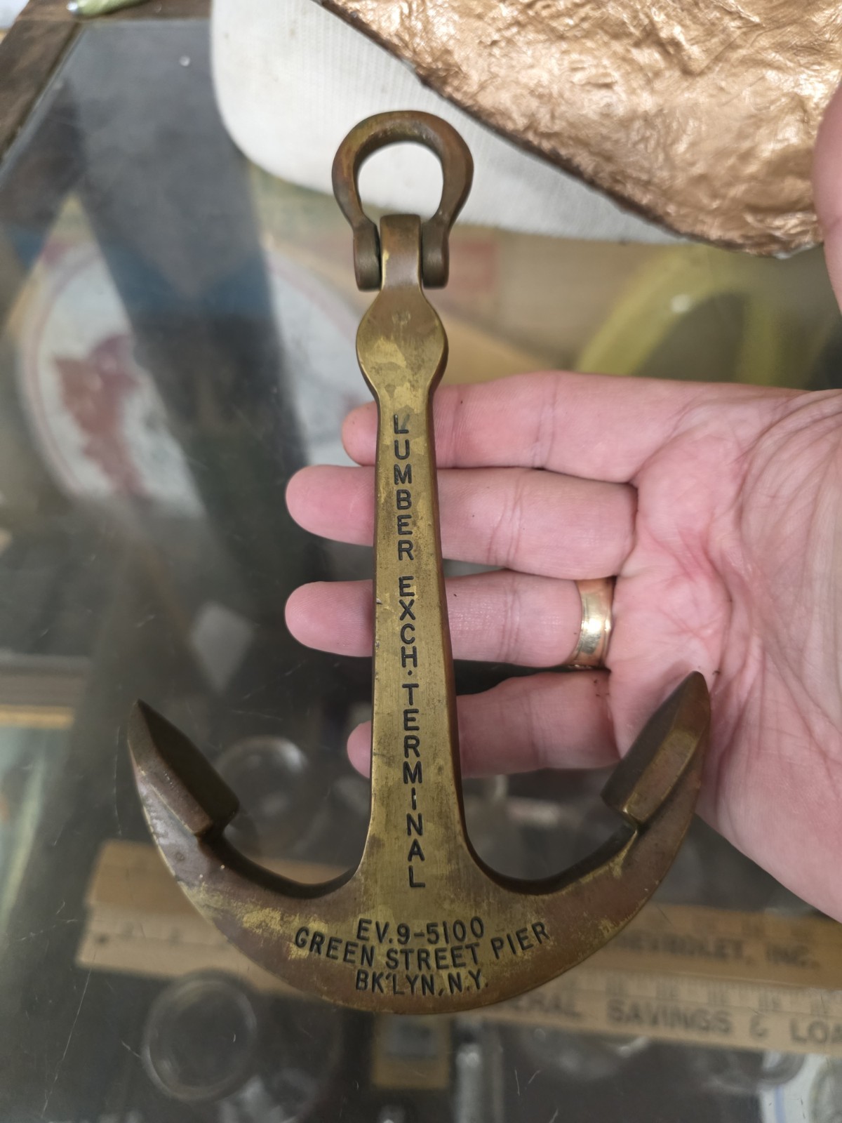 Vintage 20th Century Brass Advertising Anchor Lumber Exch. Terminal Ny Vintage 20th Century Brass Advertising Anchor Lumber Exch. Terminal Ny