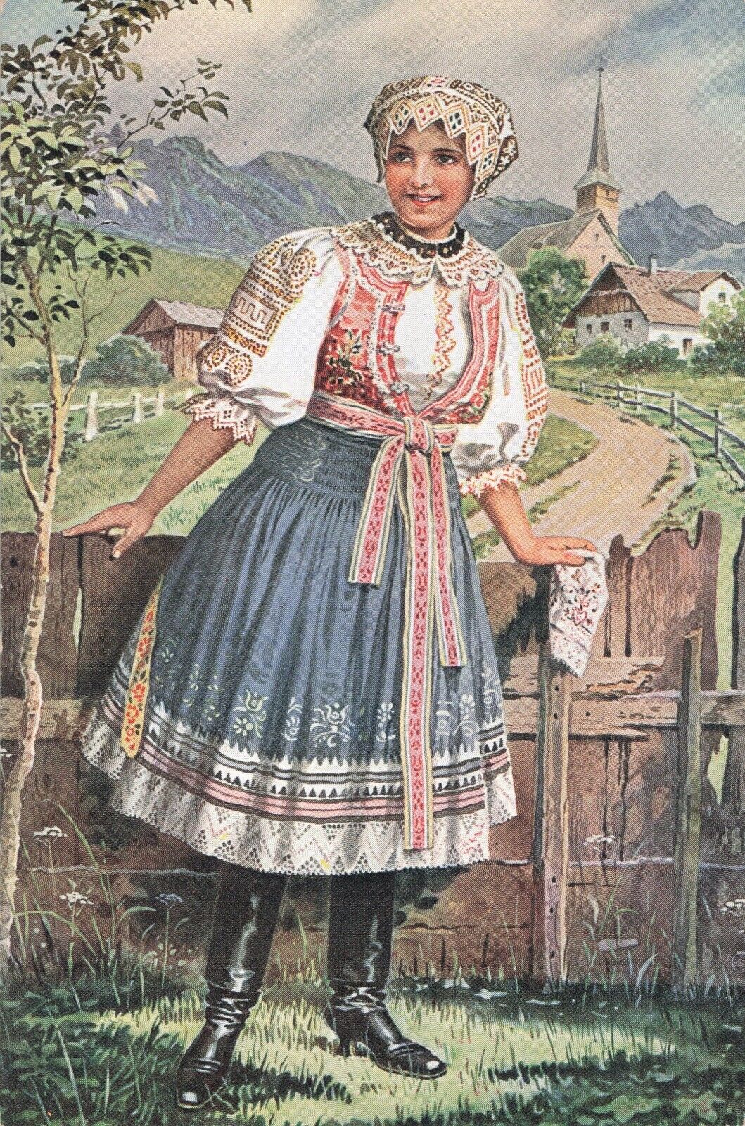 Artist Card J Mukarovsky Woman National Czechoslovakian Costume Vintage Postcard
