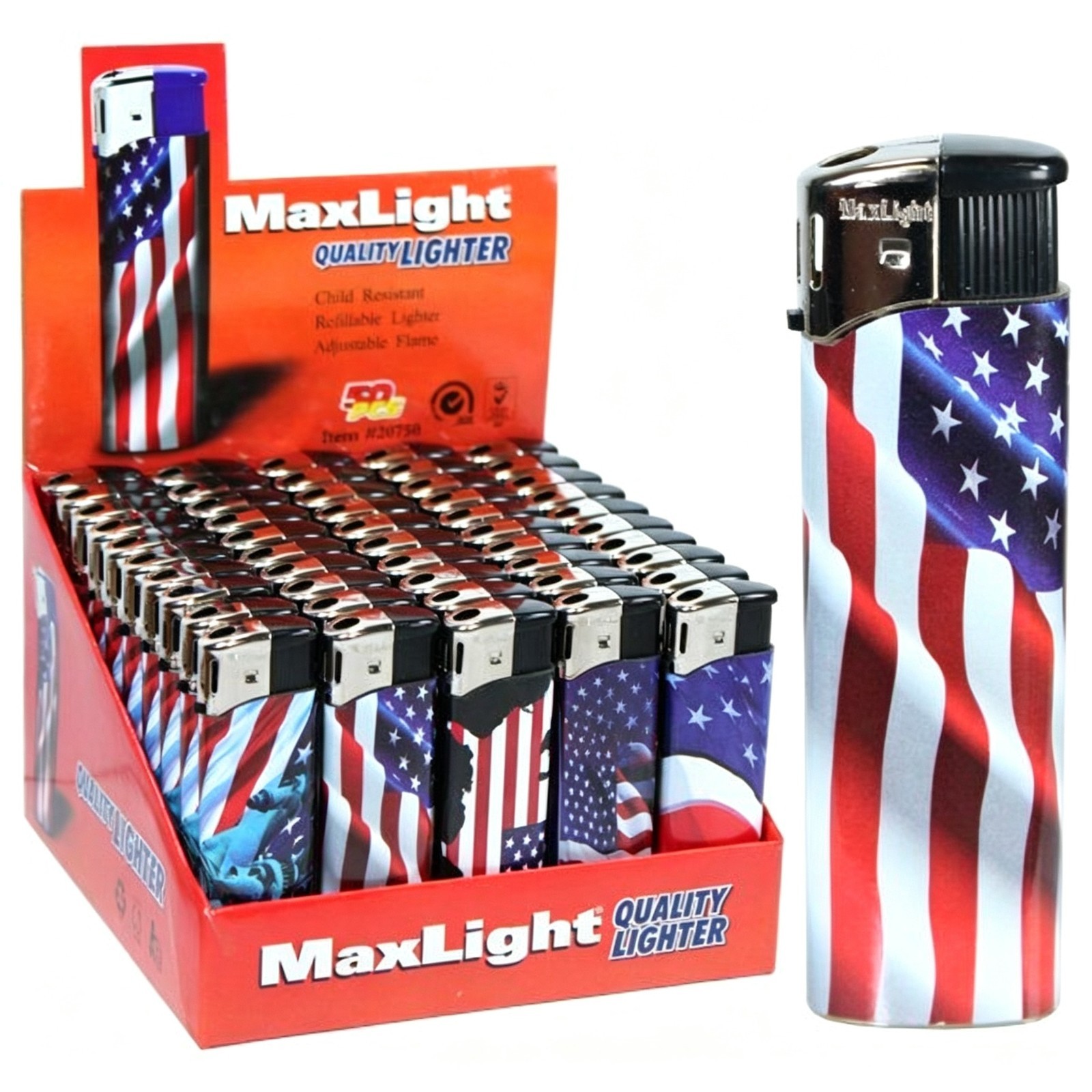 Maxlight Lighters Flag Design – Patriotic : 10 Pack Maxlight Lighters Flag Design – Patriotic : 10 Pack