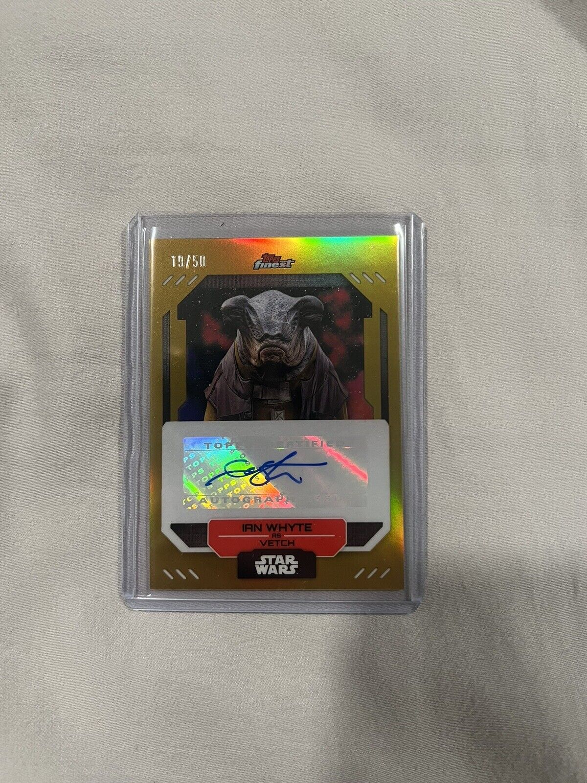 Ian Whyte 2023 Topps Finest Star Wars Autograph Gold Wave #’d /50 Auto Vetch