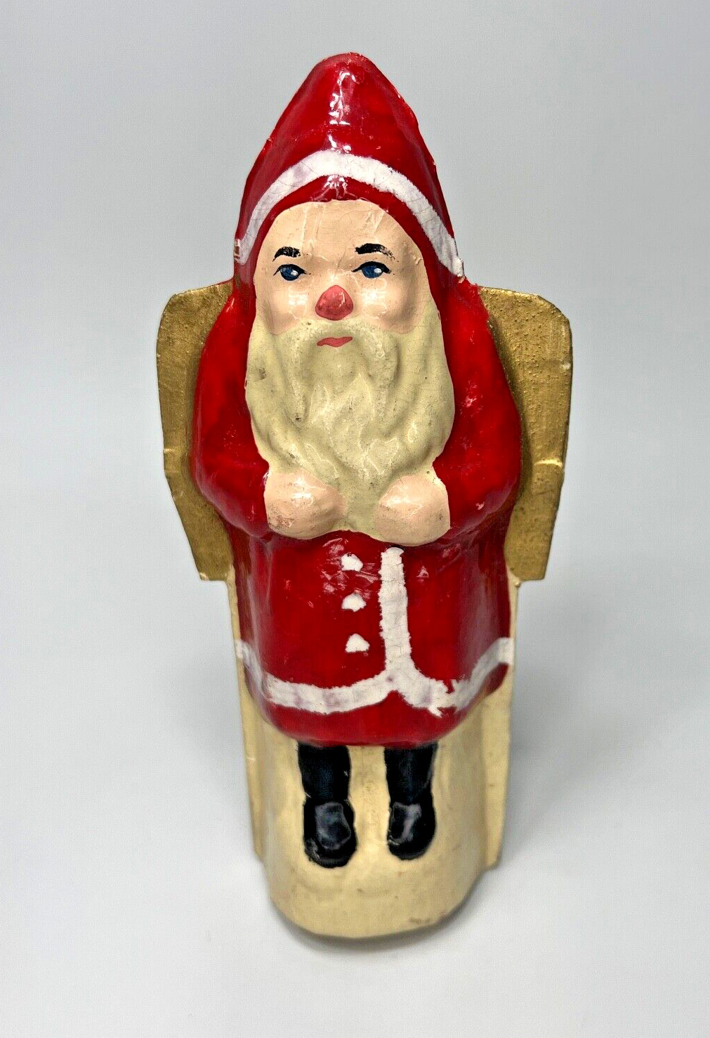 Antique German Paper Mache Santa Claus Ornament Figurine Hand-painted