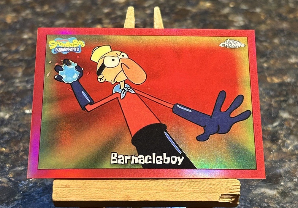 2025 Topps Chrome SpongeBob SquarePants Barnacleboy Red Refractor /5 SSP #7 2025 Topps Chrome SpongeBob SquarePants Barnacleboy Red Refractor /5 SSP #7