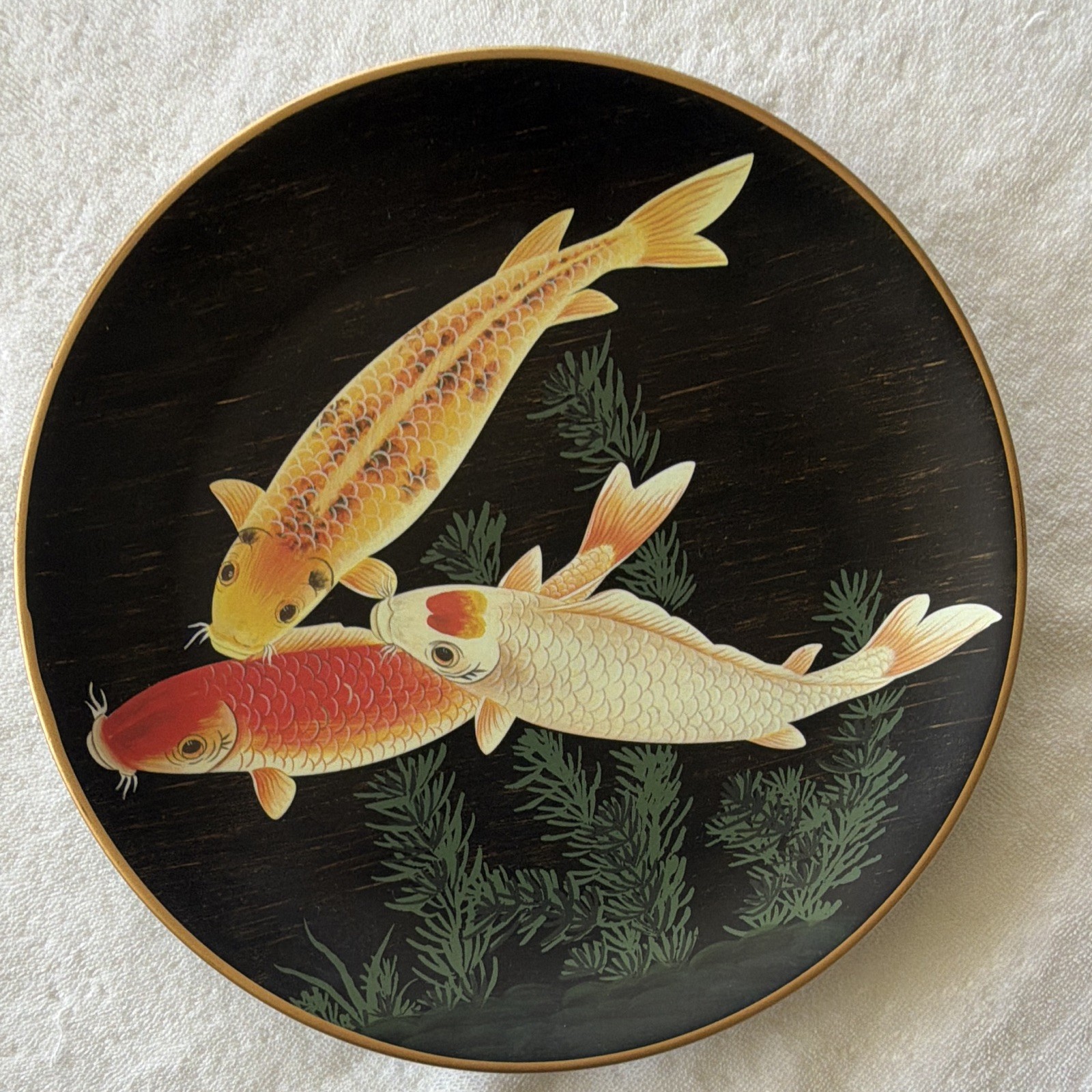Vintage Fitz & Floyd "Koi Pond" fine porcelain luncheon/collector 10” plate.
