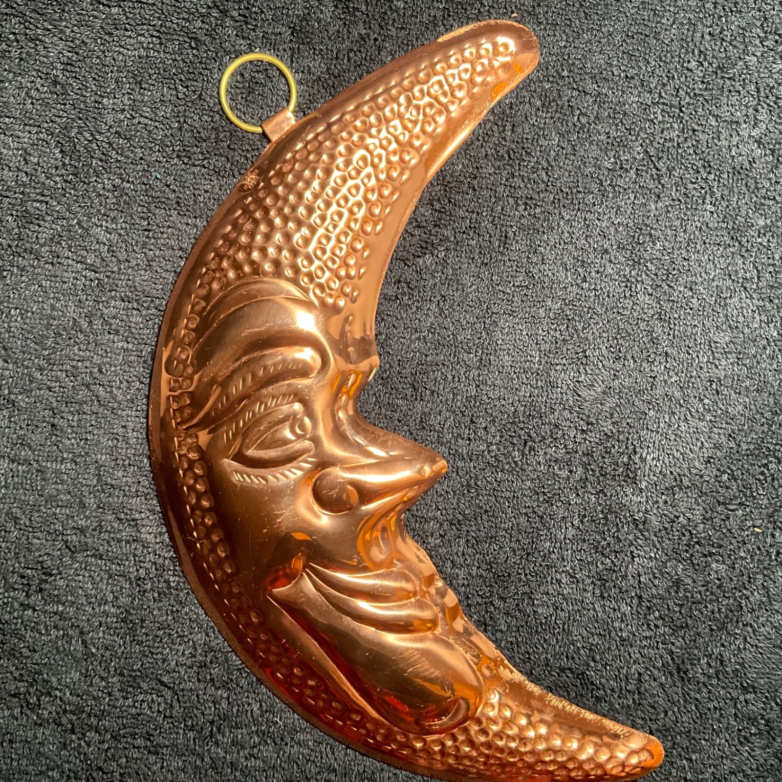 Vintage ODI Hammered Copper Crescent Moon Wall Decor Mold Cottage Core 10"