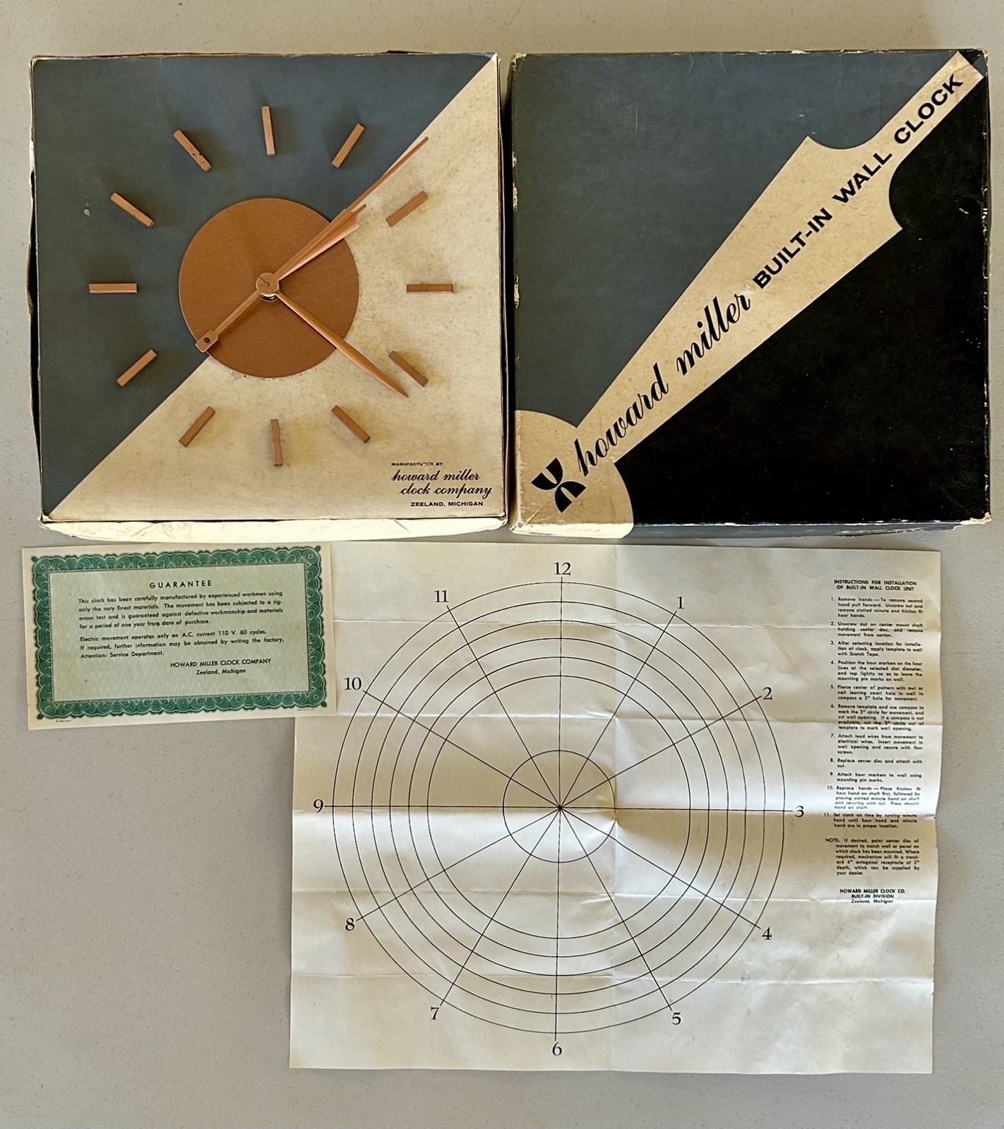 Vintage Howard Miller Built-In Wall Clock Model 8692 NOS in box working tested Vintage Howard Miller Built-In Wall Clock Model 8692 NOS in box working tested