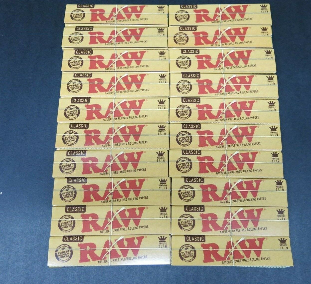 20 Packs Raw Classic King Size Slim Natural Unrefined Rolling Papers  