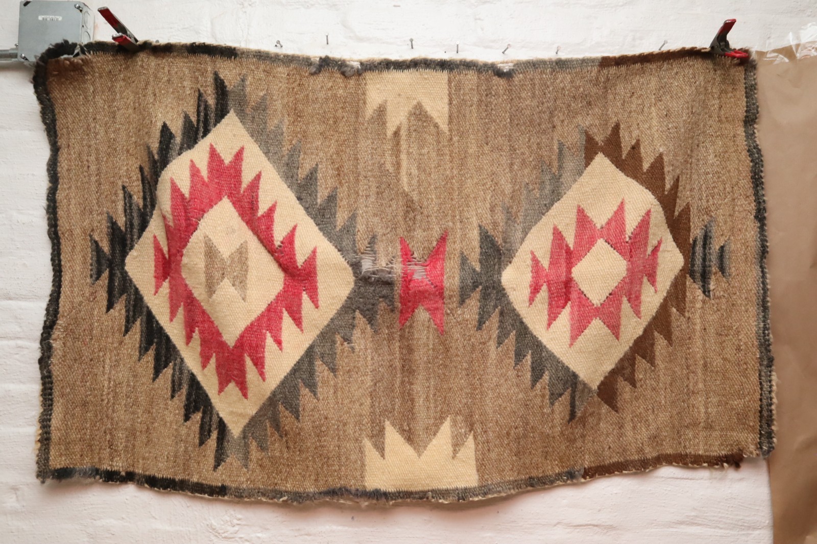 Antique LARGE Navajo Rug Native American Indian Crystal Eye Dazzler 47x28 VTG Antique LARGE Navajo Rug Native American Indian Crystal Eye Dazzler 47x28 VTG