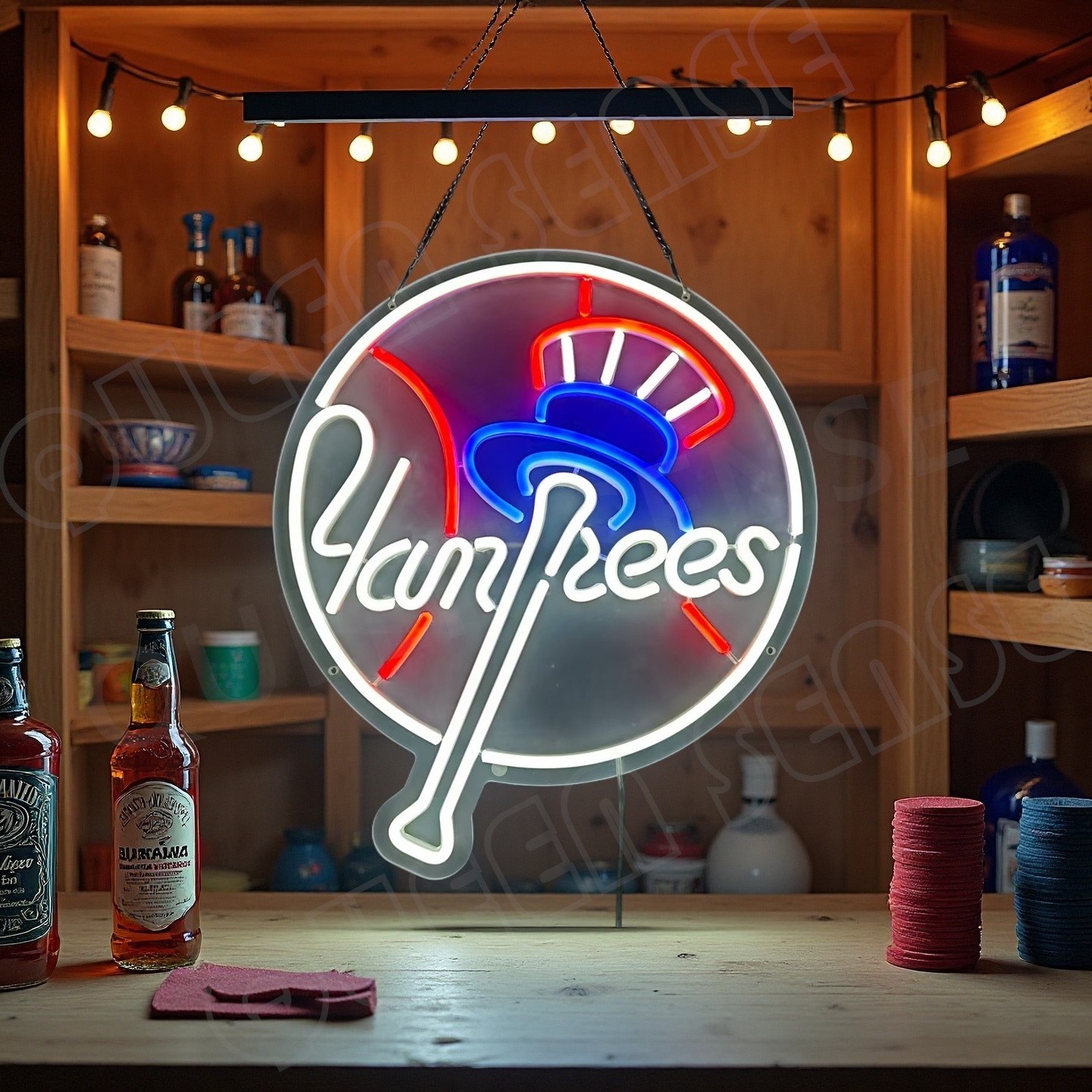 16"x14" New York Yankees Logo LED Neon Sign With Dimmer USB Powered Light VL 16"x14" New York Yankees Logo LED Neon Sign With Dimmer USB Powered Light VL