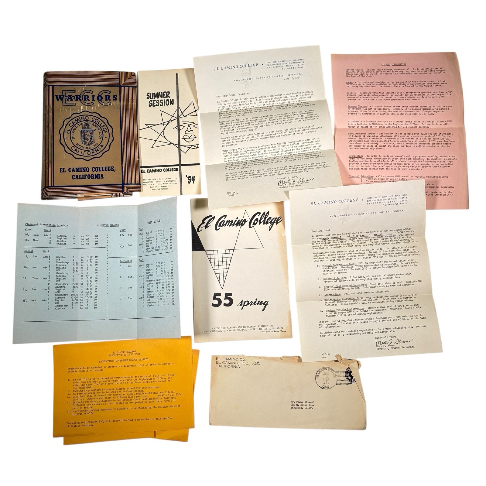 Vintage El Camino College Torrance CA Ephemera Class Schedules 1950s Book Cover
