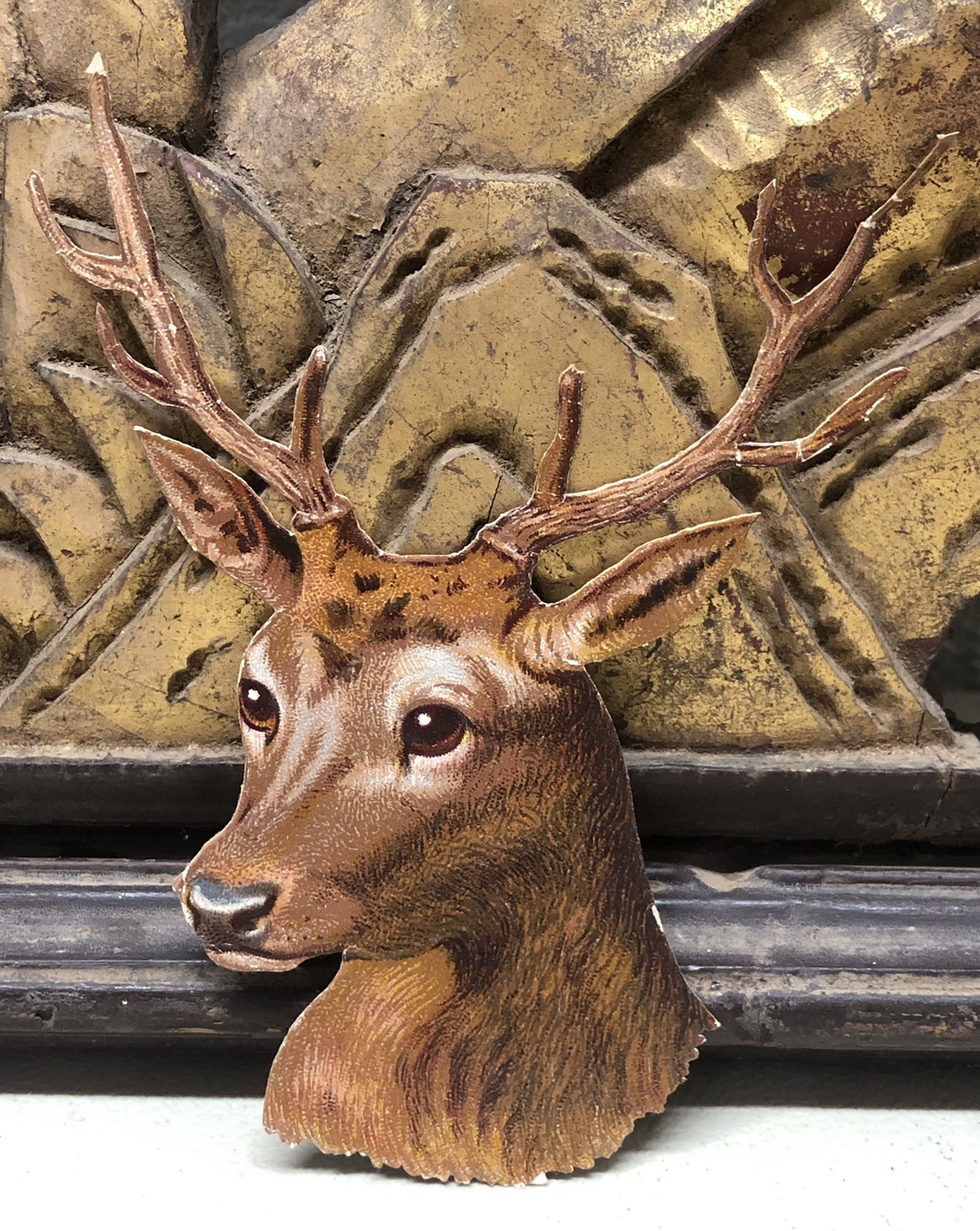 Dear Head w/ Antlers Victorian DIe Cut Scrap - L7 Dear Head w/ Antlers Victorian DIe Cut Scrap - L7