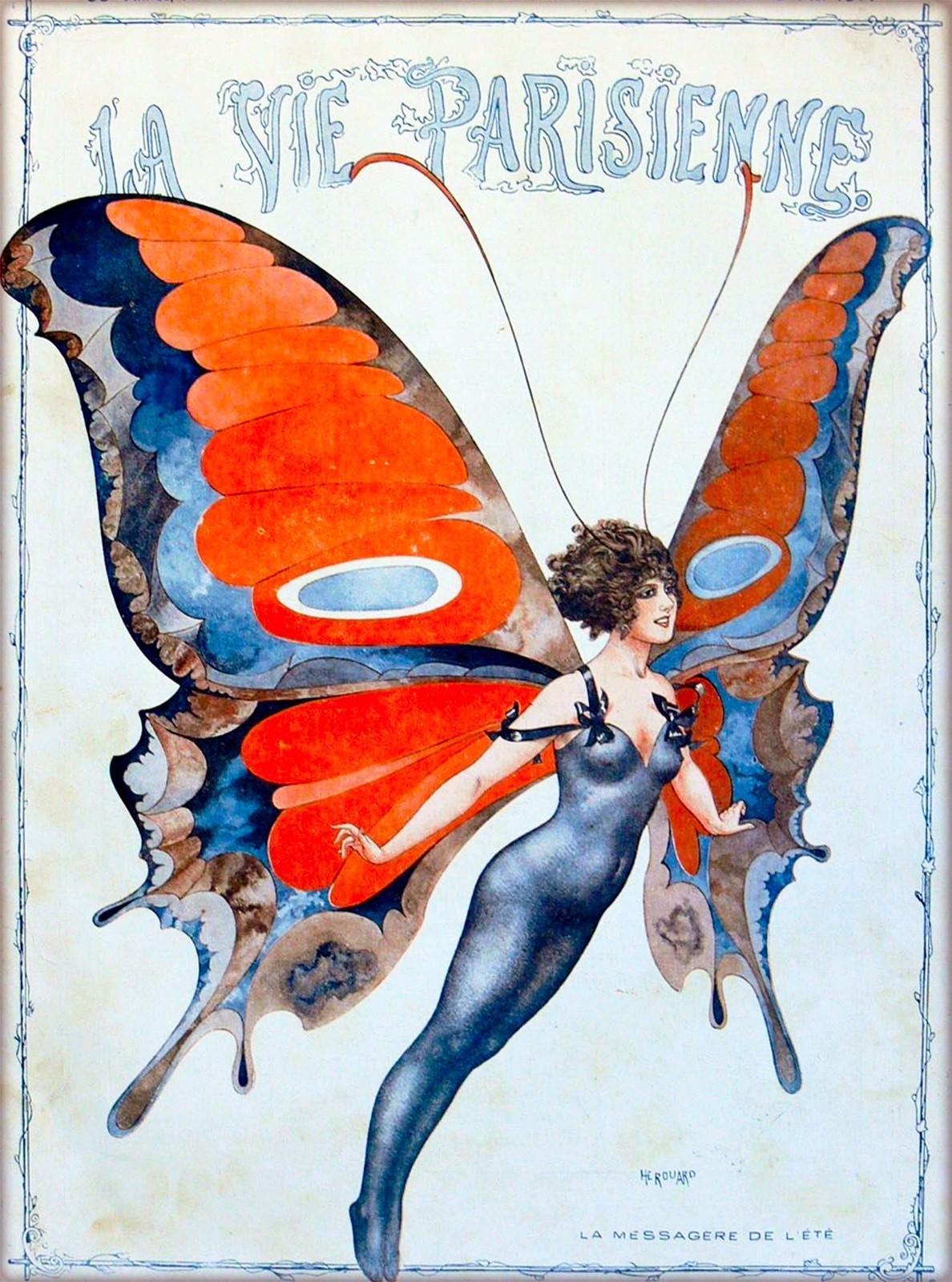 1920s La Vie Parisienne Butterfly Girl France French Travel Art Poster Print 1920s La Vie Parisienne Butterfly Girl France French Travel Art Poster Print