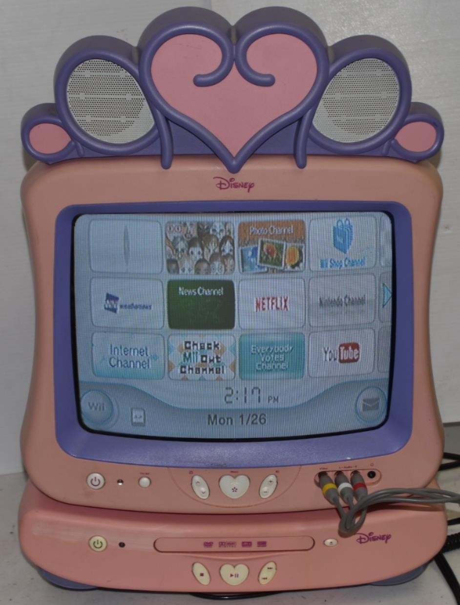 Disney Princess Pink 13" CRT Color TV Model DT1350-P W/DVD Player -RETRO (ZBZ50)
