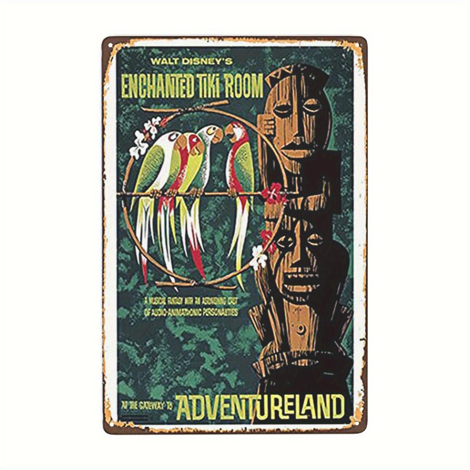 Disney Vintage Enchanted Tiki Room Tin Metal Signs Wall ArtSquare Iron Retro Sig Disney Vintage Enchanted Tiki Room Tin Metal Signs Wall ArtSquare Iron Retro Sig