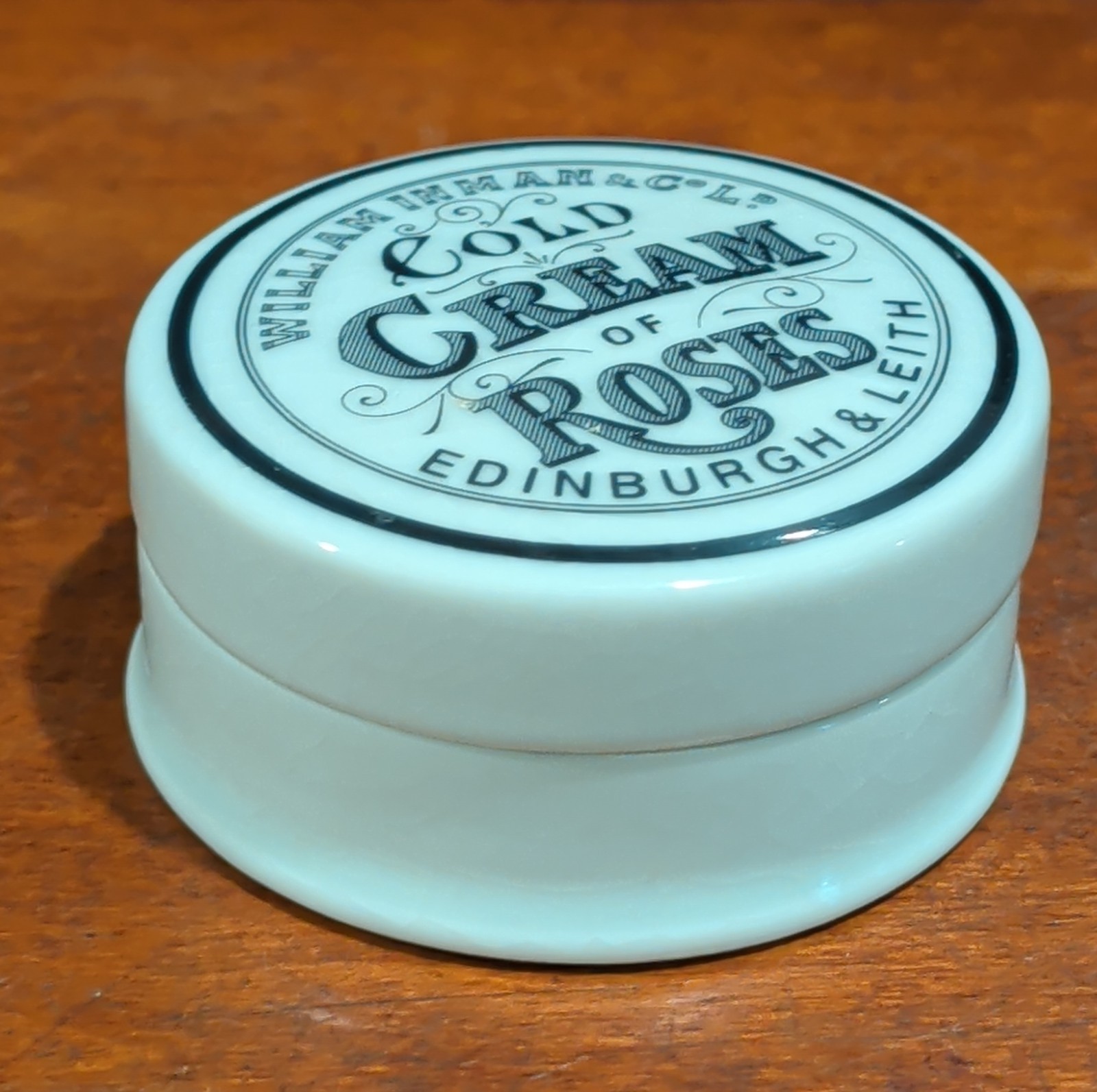 VINTAGE WILLIAM INMAN COLD CREAM OF ROSES JAR - EDINBURGH & LEITH VINTAGE WILLIAM INMAN COLD CREAM OF ROSES JAR - EDINBURGH & LEITH