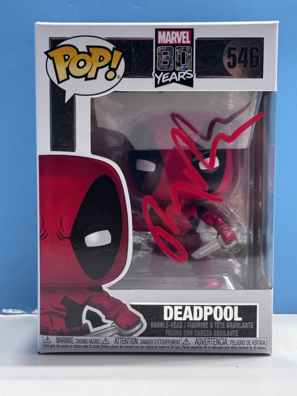 Funko Pop MARVEL 80 YEARS - DEADPOOL #546 SIGNED COA AUTHENTICATED Funko Pop MARVEL 80 YEARS - DEADPOOL #546 SIGNED COA AUTHENTICATED