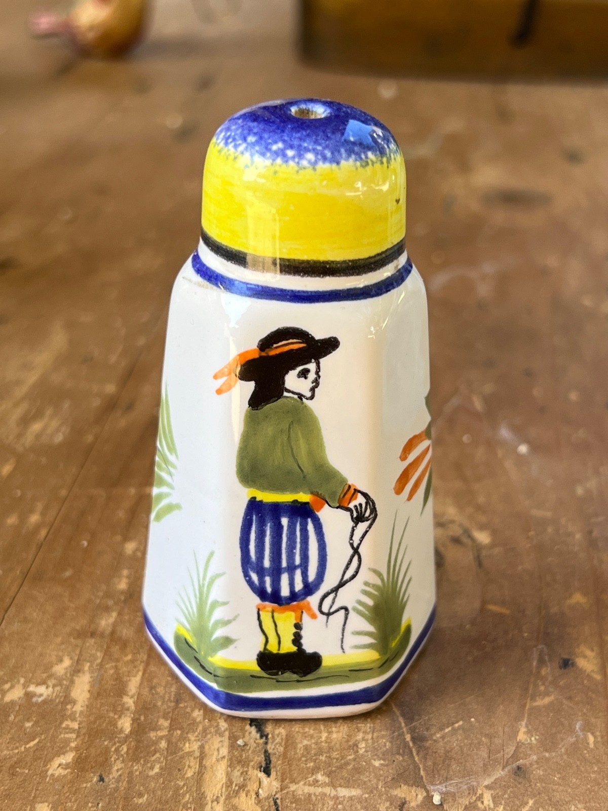 Vintage French Faience Breton Man Woman Salt Pepper Shakers Hand Painted Vintage French Faience Breton Man Woman Salt Pepper Shakers Hand Painted