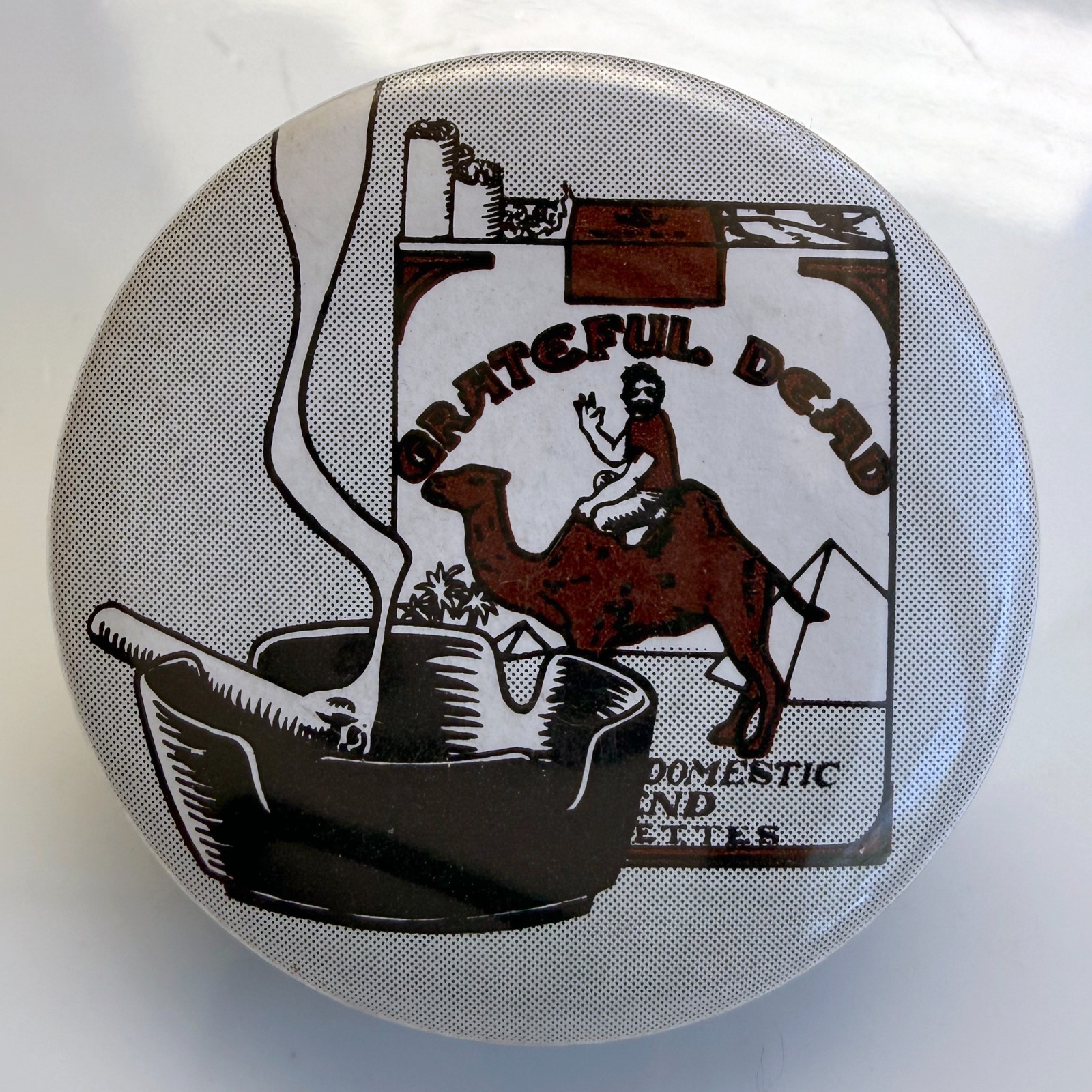 Vintage 1970's GRATEFUL DEAD button camel cigarettes pin 1.5"badge Jerry Garcia Vintage 1970's GRATEFUL DEAD button camel cigarettes pin 1.5"badge Jerry Garcia