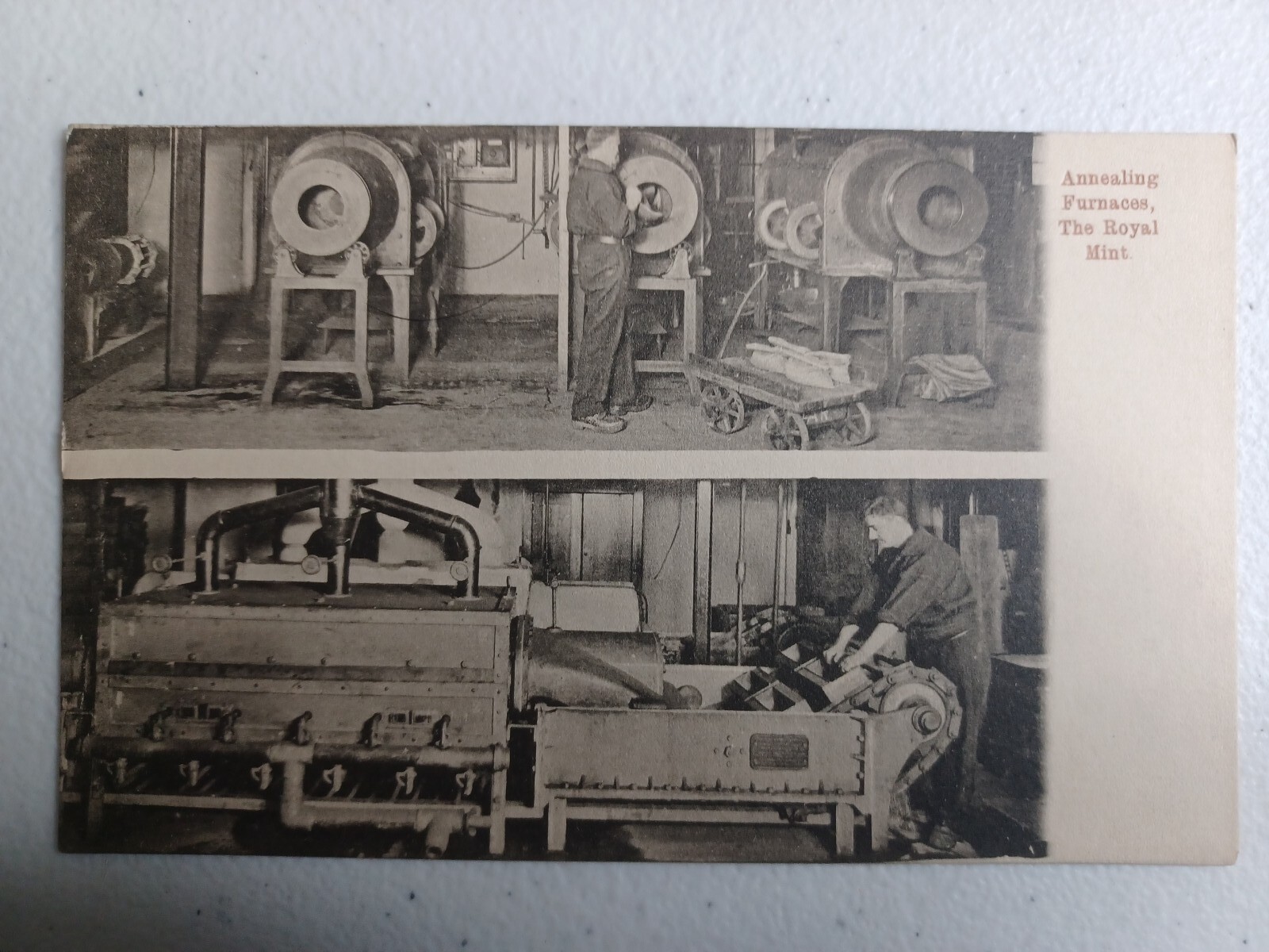 VINTAGE REAL PHOTO POSTCARD THE ROYAL MINT, Annealing Furnaces Wrench Series VINTAGE REAL PHOTO POSTCARD THE ROYAL MINT, Annealing Furnaces Wrench Series