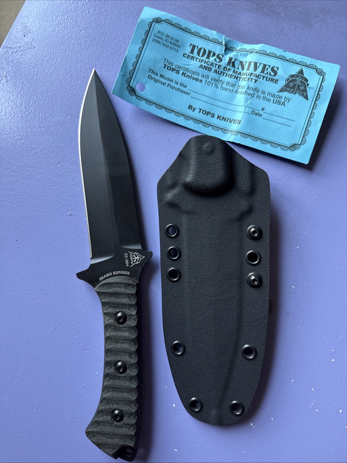 Tops Knives Szabo Express 22-364 Single Edge with Sheath