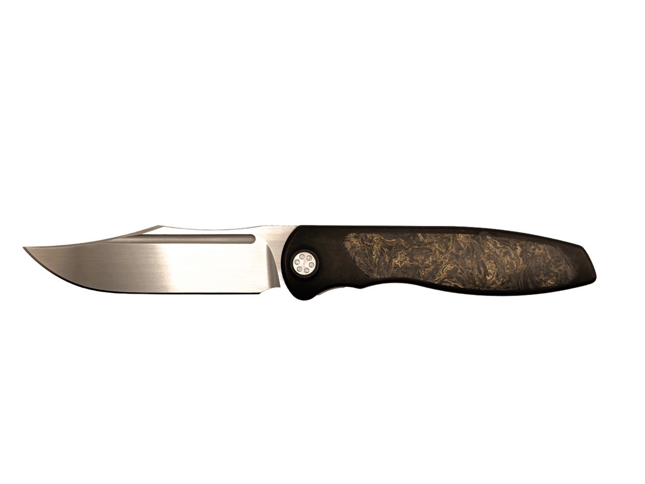 Sharp By Design Mini Tempest Bowie Premium EDC Marble Gold CF (3.5" Satin)