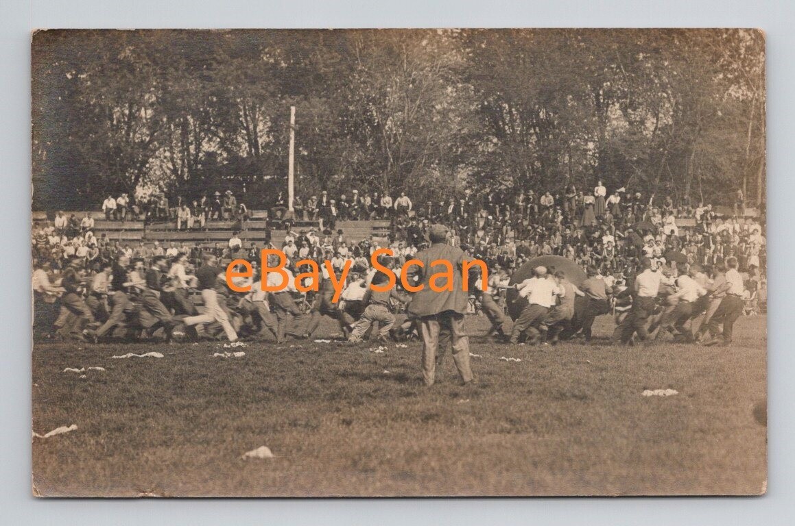 WOW 4x RPPC 1913 Push Ball Contest Ames Iowa State College Photo Postcards 25BJ WOW 4x RPPC 1913 Push Ball Contest Ames Iowa State College Photo Postcards 25BJ