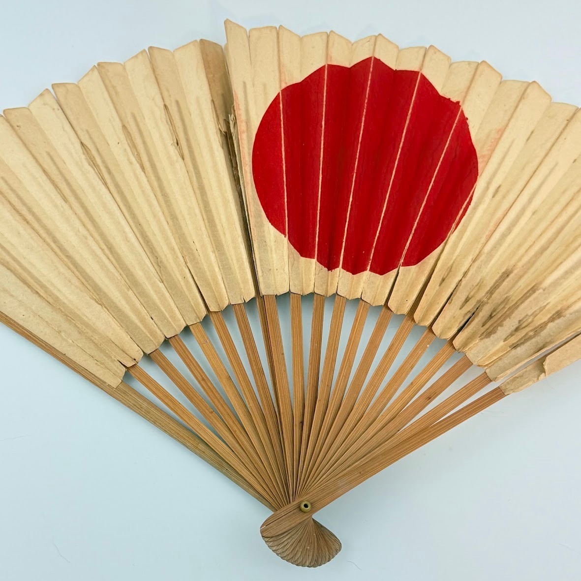 Vintage Japanese Folding Hand Fan Red Sun Bamboo Paper Japan Military Souvenir Vintage Japanese Folding Hand Fan Red Sun Bamboo Paper Japan Military Souvenir