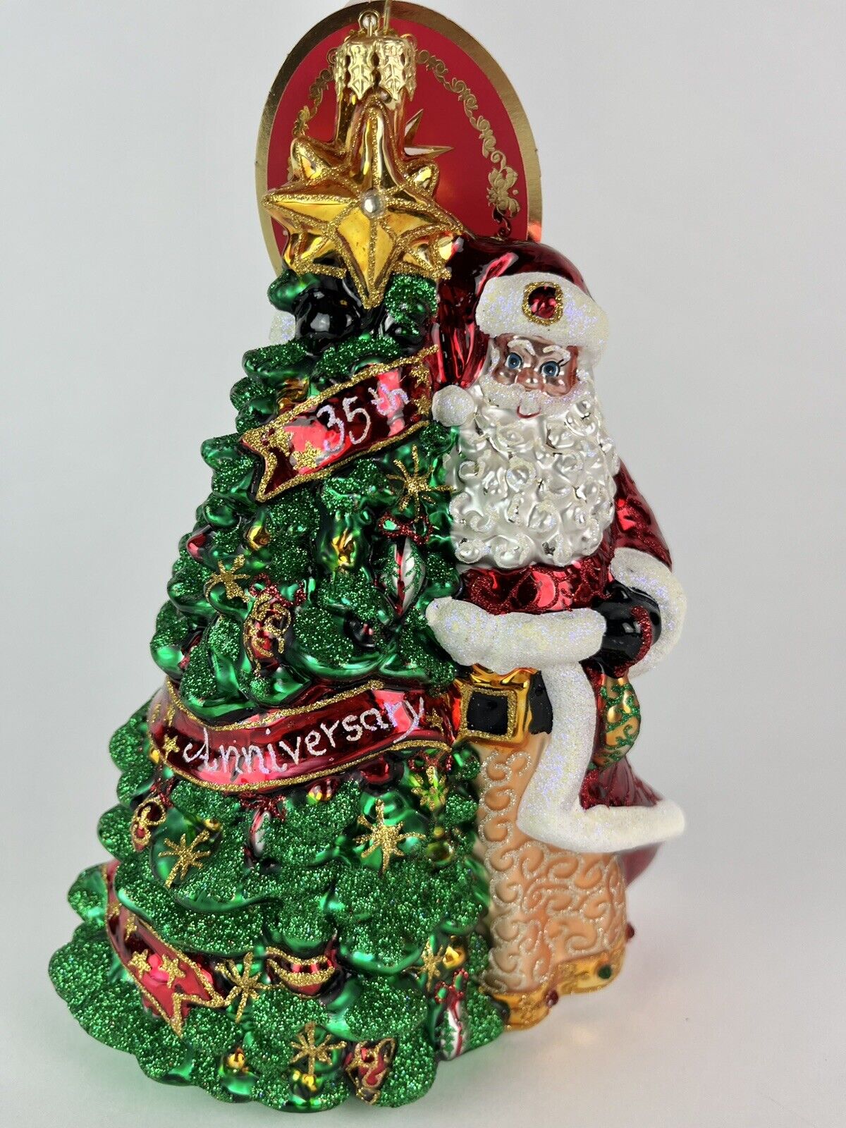 Christopher Radko CHEERS TO 35 YEARS Santa Christmas Anniversary 1020531 Tree