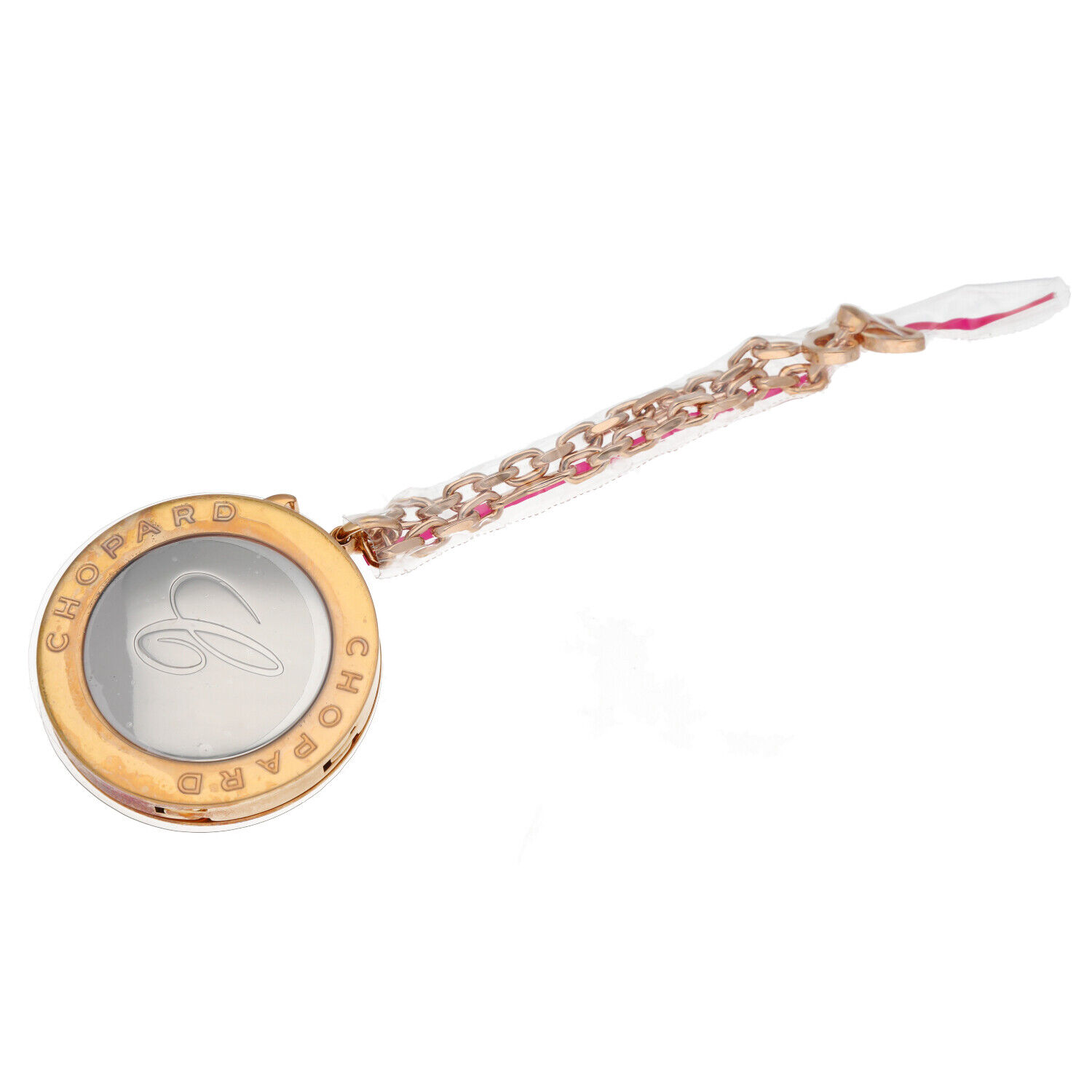 Chopard 95016-0059 Icon Bag Holder/Charm Round Logo Rose Gold/Silver