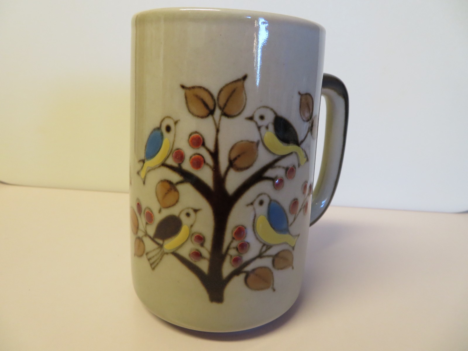 VINTAGE OTAGIRI-STYLE COFFEE MUG HANDPAINTED WITH BIRDS IN TREE