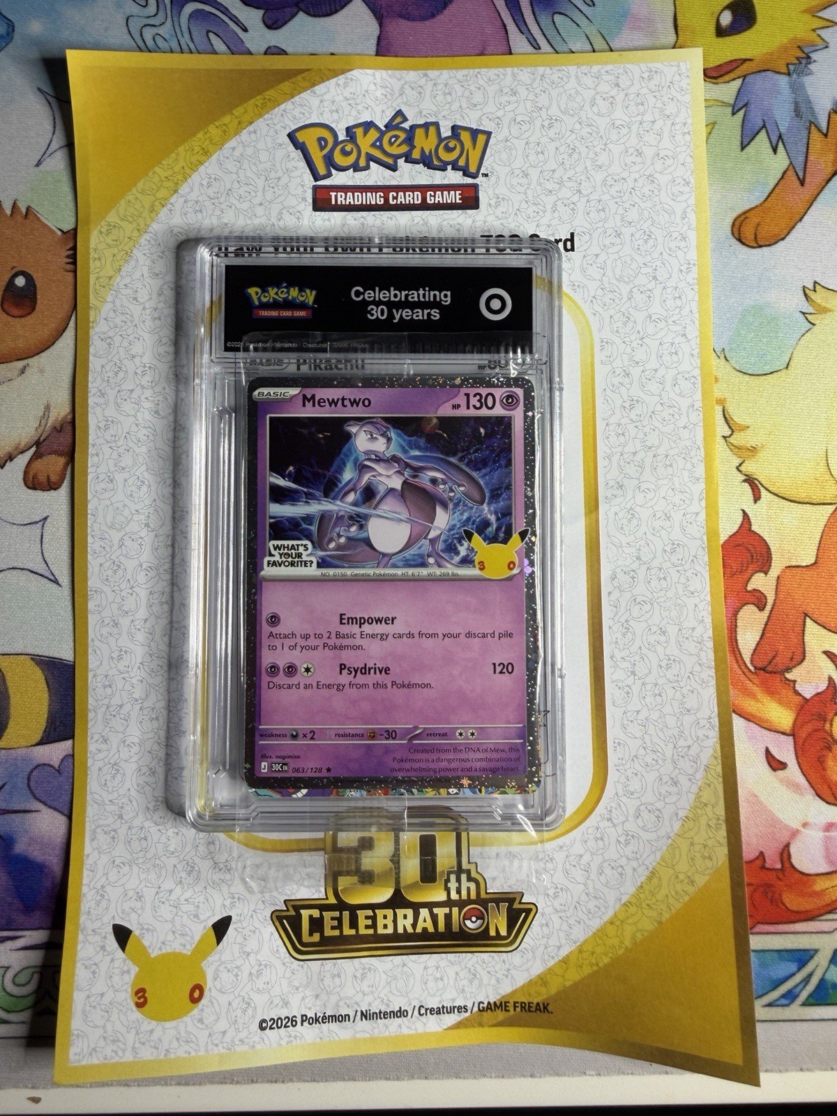 Mewtwo Promo Target 30th Celebration & Draw Your Own Pokemon TCG Card Set 