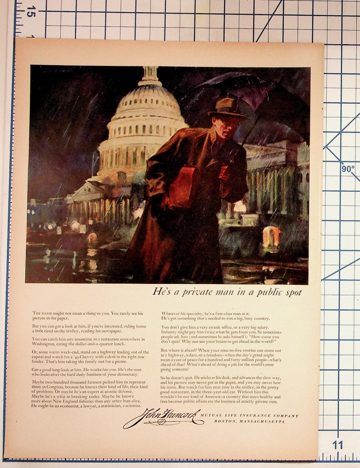 Vintage John Hancock Life Insurance Ad US Capitol Washington DC Ephemera Vintage John Hancock Life Insurance Ad US Capitol Washington DC Ephemera