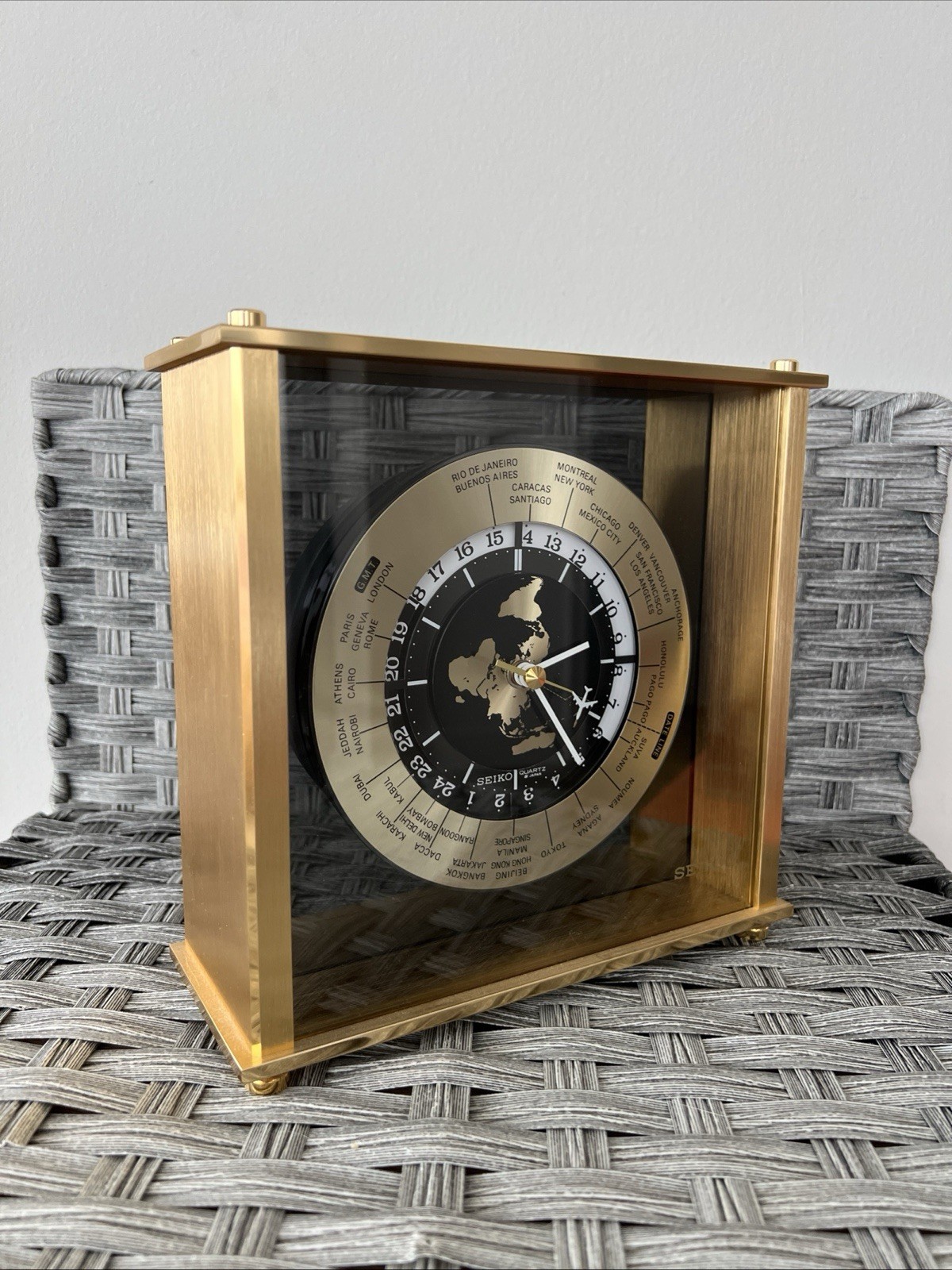 Rare Seiko Bespoke Plane Seconds World Time Clock QQZ885F Celebrity Cruise 2000 Rare Seiko Bespoke Plane Seconds World Time Clock QQZ885F Celebrity Cruise 2000