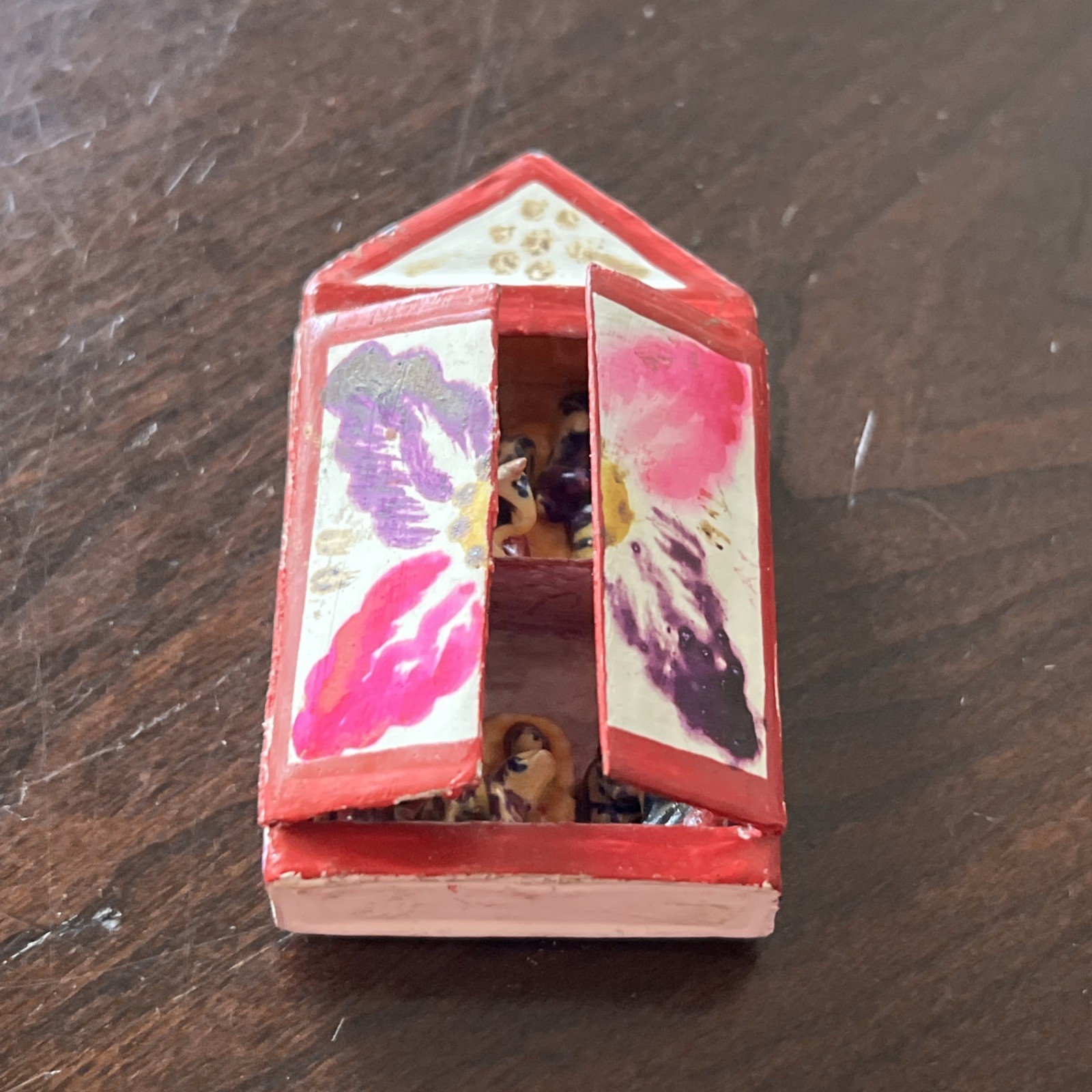 Vintage Miniature Fold Art Peruvian Nativity Scene - Very Unique