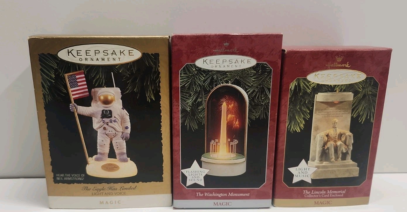 Vtg Lot 3 Hallmark Keepsake Ornaments Magic Flashing Light Motion 1990s Working Vtg Lot 3 Hallmark Keepsake Ornaments Magic Flashing Light Motion 1990s Working