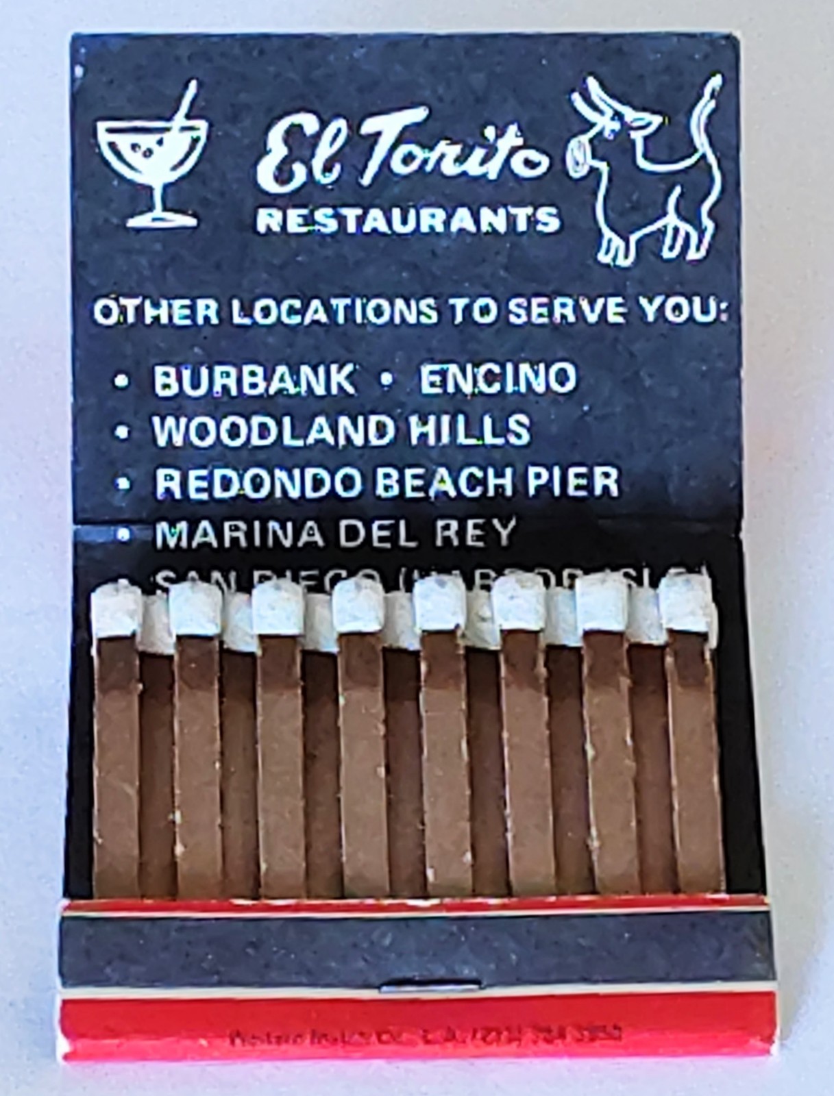 Vintage El Torito Restaurant Matchbook unstruct Los Angeles CA Rare Vintage El Torito Restaurant Matchbook unstruct Los Angeles CA Rare