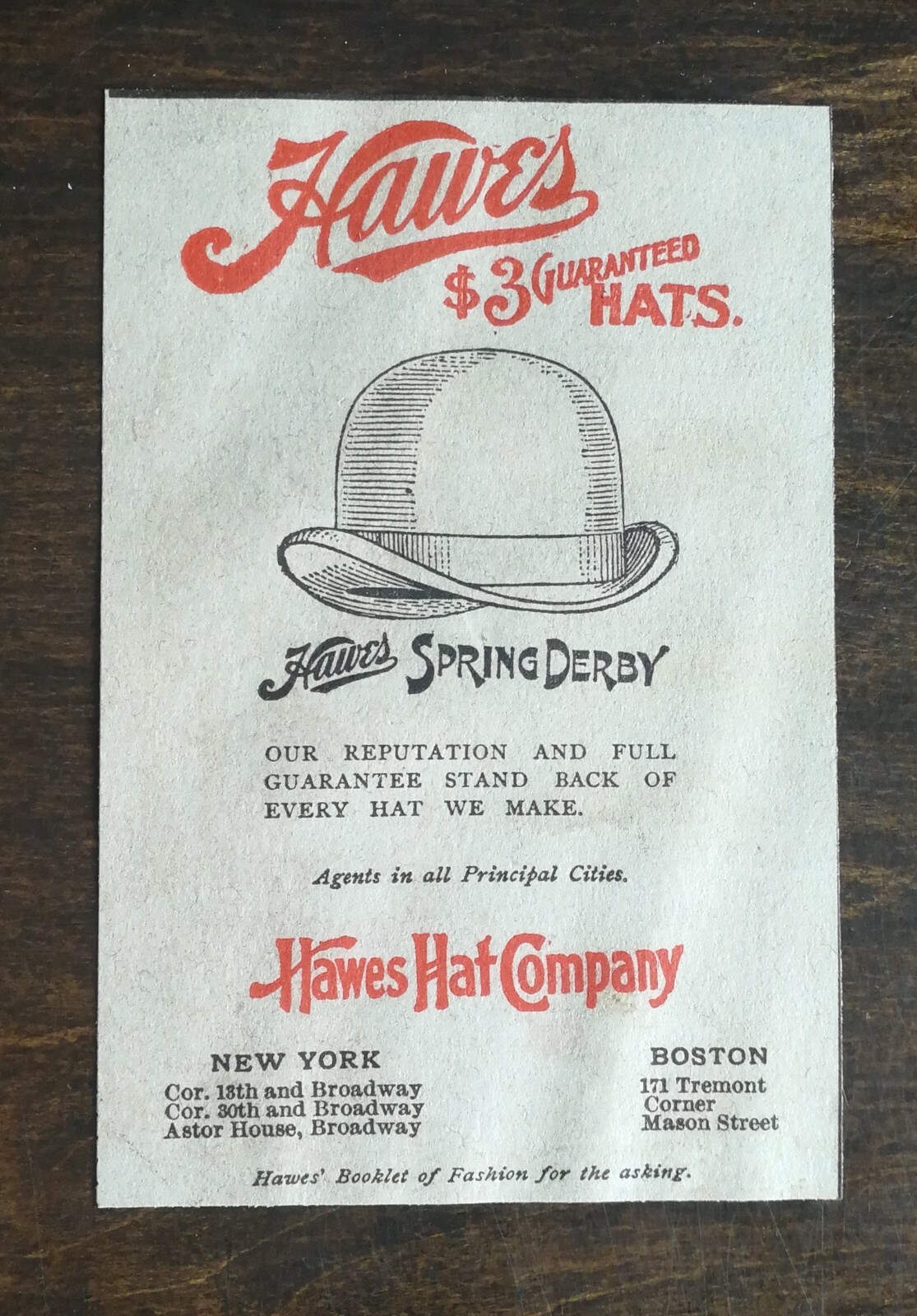 Vintage 1902 Hawes Hat Company Spring Derby Original Ad 1021 Vintage 1902 Hawes Hat Company Spring Derby Original Ad 1021