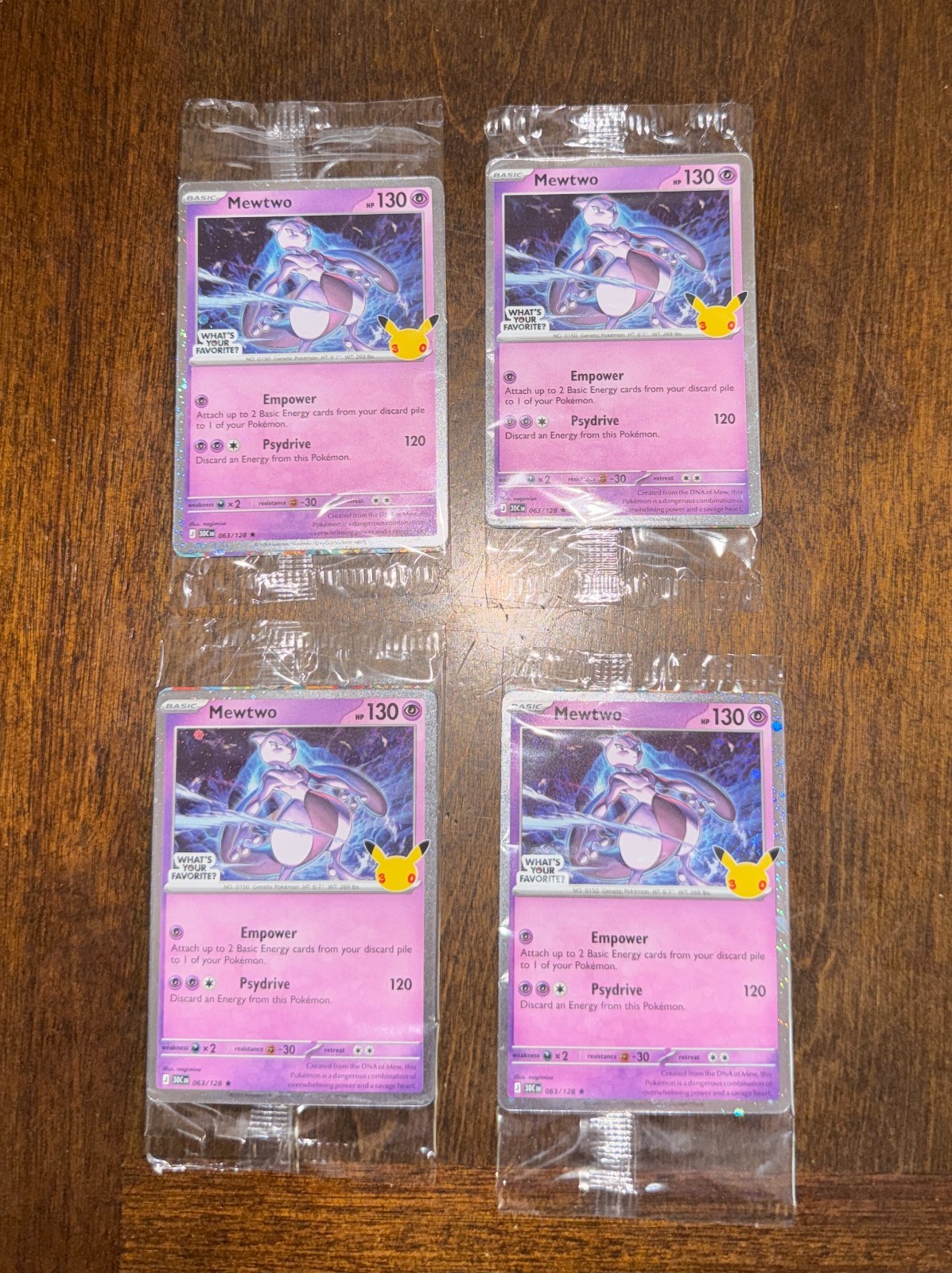 Mewtwo 063/128 WYF? 30th Anniversary Promo *LOT OF 4* Mewtwo 063/128 WYF? 30th Anniversary Promo *LOT OF 4*