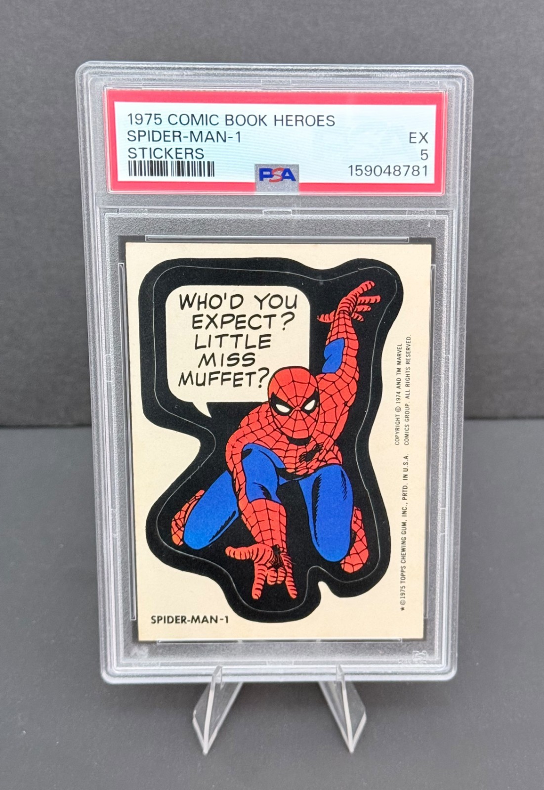1975 Topps Marvel Comic Book Heroes Spider-Man #1 Sticker PSA 1975 Topps Marvel Comic Book Heroes Spider-Man #1 Sticker PSA