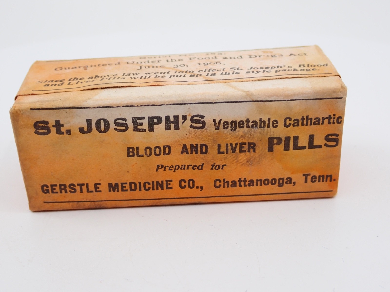 Antique St. Josephs Vegetable Cathartic Blood and Liver Pills Box Circa 1906 Antique St. Josephs Vegetable Cathartic Blood and Liver Pills Box Circa 1906