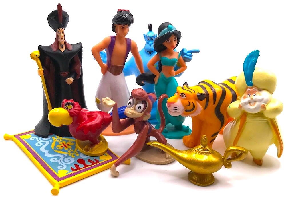 ALADDIN Figure Play Set DISNEY PVC TOY Jafar JASMINE Genie RAJAH Iago CARPET Abu ALADDIN Figure Play Set DISNEY PVC TOY Jafar JASMINE Genie RAJAH Iago CARPET Abu